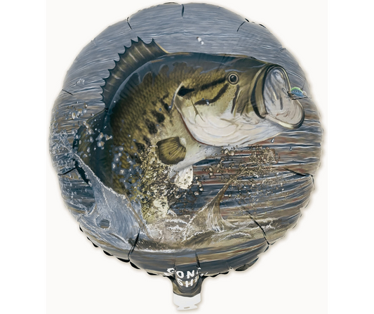 Bass Fish Party 18" Round Foil Mylar Helium Balloon, Gone Fishin' Party Collection by Havercamp