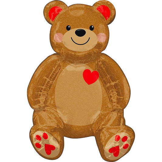 Sitting Bear Heart 20" Air-Fill Foil Balloon