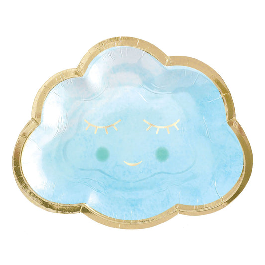 Oh Baby Boy Cute Cloud 6 1/2" Metallic Shaped Plates 8/CT
