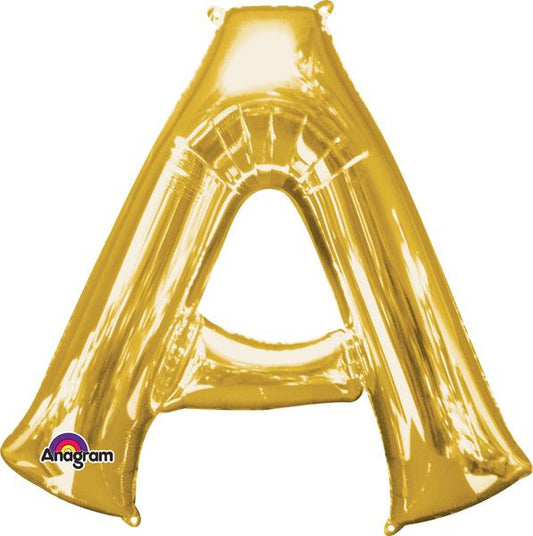 16" Air-Filled Letter "A" Shape Foil Balloon Gold