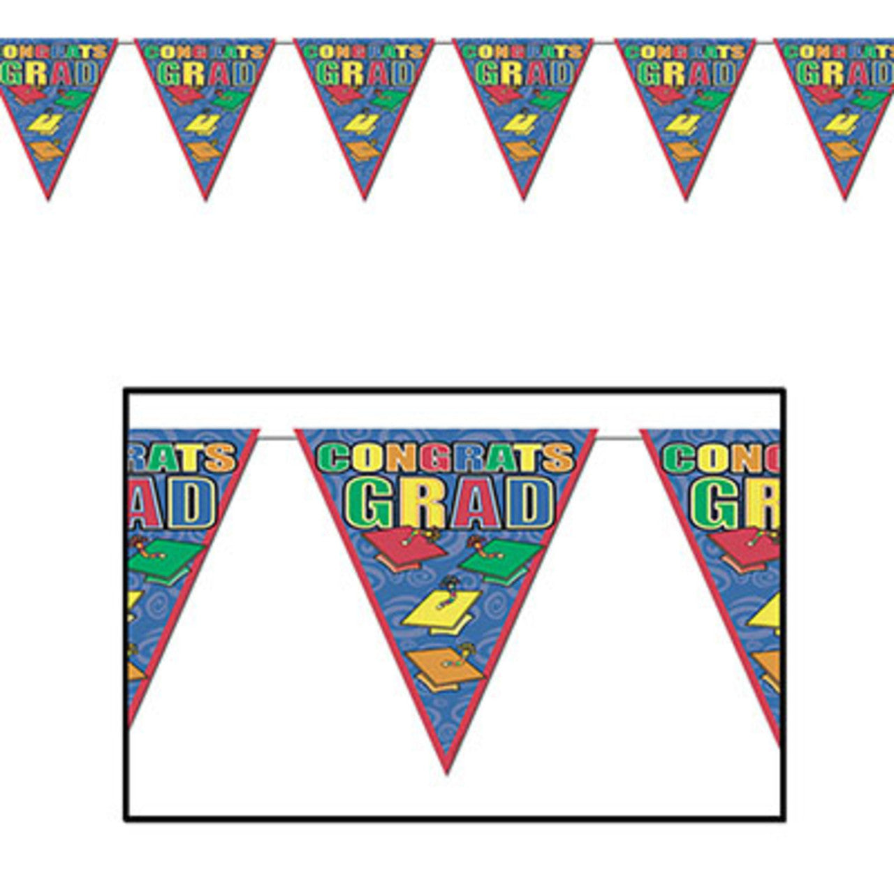 Congrats Grad Colorful Party Celebration 12' Pennant Banner