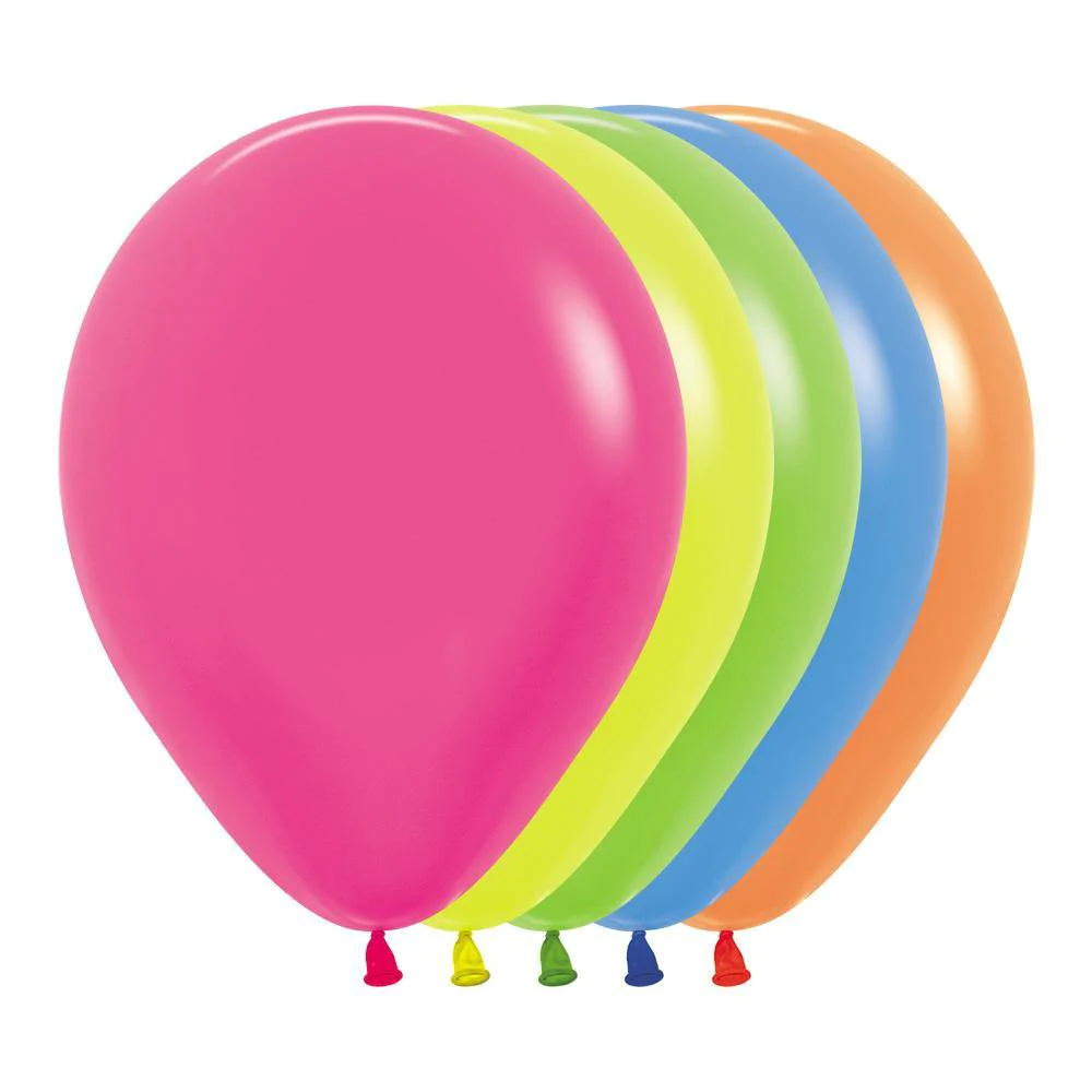 Assorted Neon Colors Latex Balloon 11"