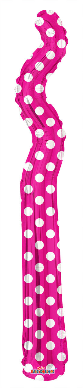 Hot Pink & Silver Polka Dots Kurly Zig Zag Balloon