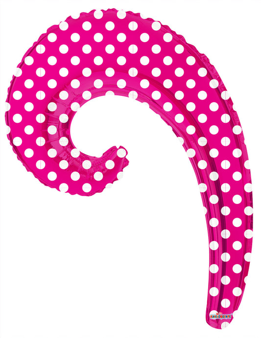 Hot Pink & Silver Polka Dots Kurly Wave Balloon