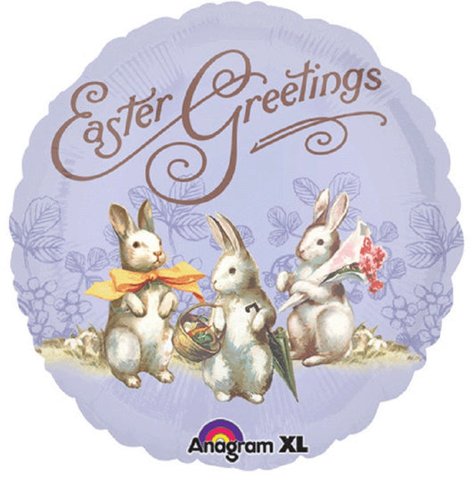 Easter Greetings Classic Vintage Bunnies Foil Ballon