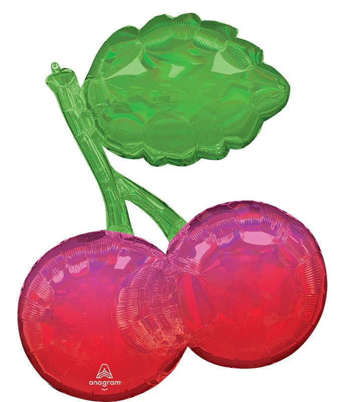 Fruity Mix Iridescent Cherries Holographic SuperShape Foil Balloon