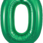 34" Green Number 0 Zero Supershape Foil Mylar Balloon