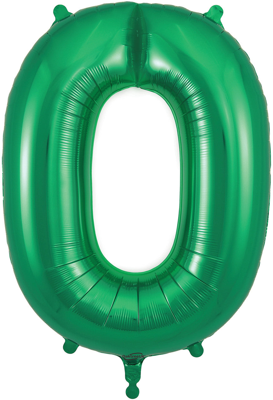 34" Green Number 0 Zero Supershape Foil Mylar Balloon