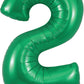 34" Green Number 2 Supershape Foil Mylar Balloon