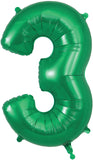 34" Green Number 3 Supershape Foil Mylar Balloon
