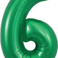 34" Green Number 6 Supershape Foil Mylar Balloon