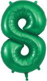 34" Green Number 8 Supershape Foil Mylar Balloon