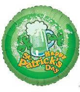 18" Round Green And Gold Happy St. Patrick's Beer Foil Balloon