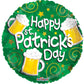 18" Round Green Happy St. Patrick's Beer Mugs Foil Balloon