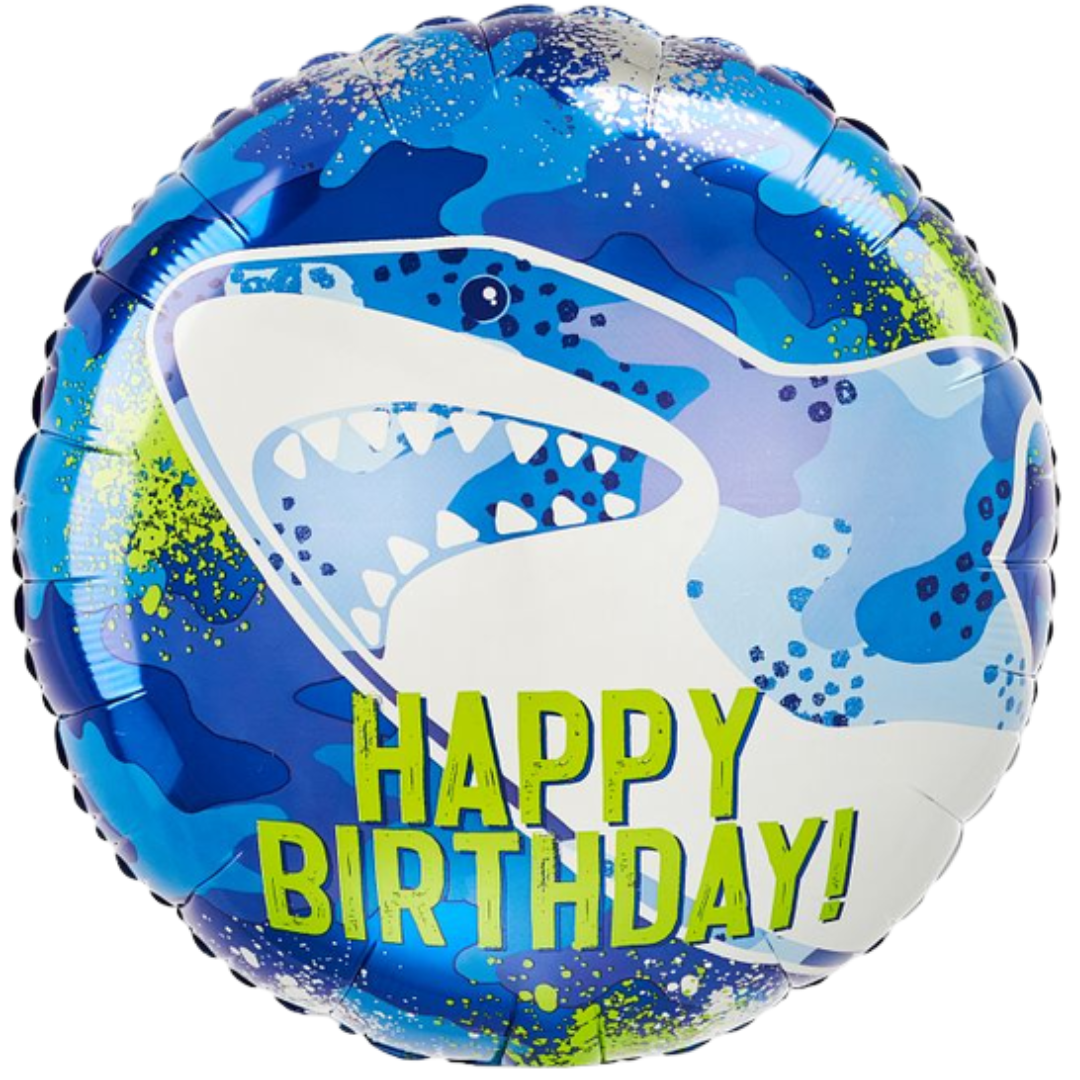 Shark Happy Birthday Foil Balloon 18"
