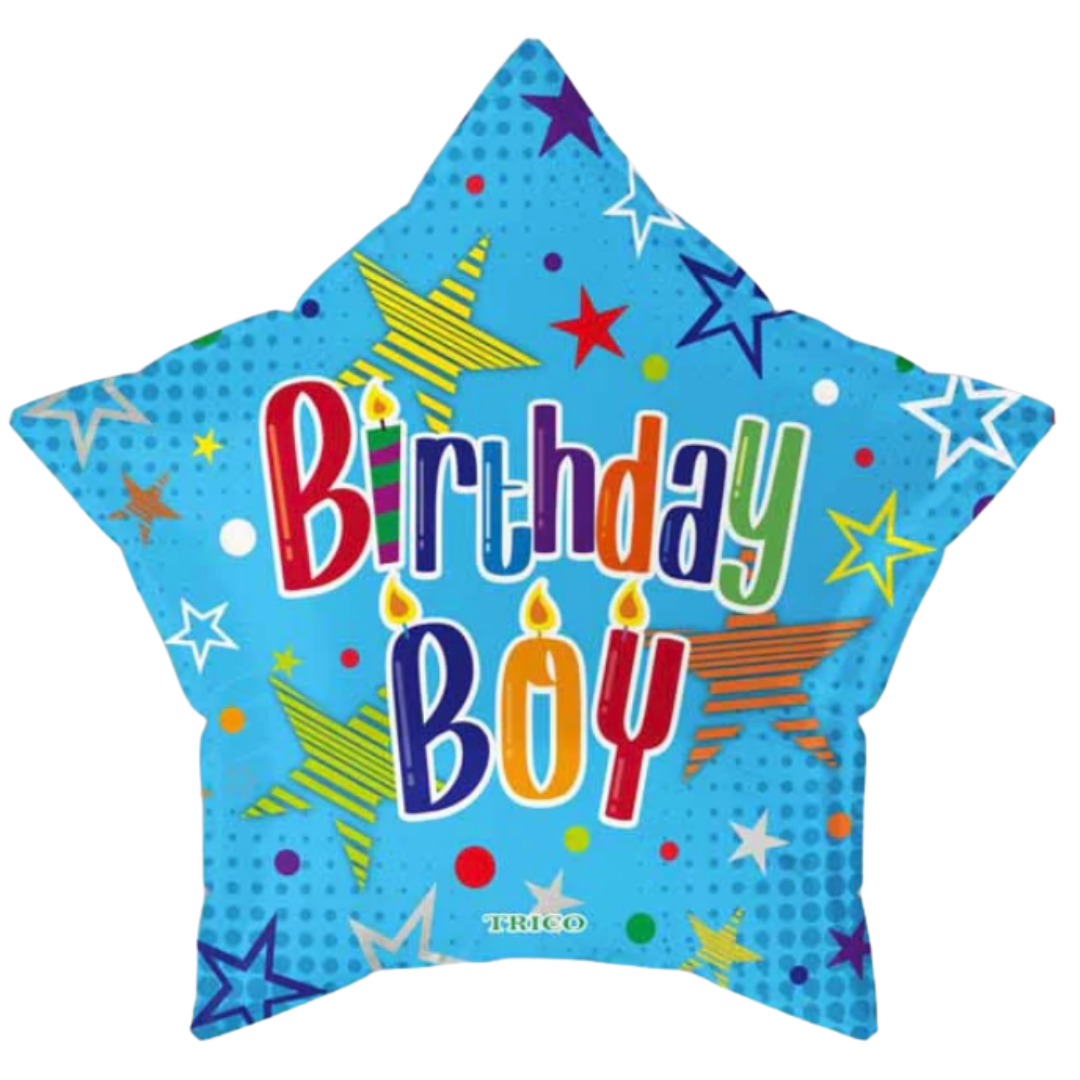 Birthday Boy Stars Foil Balloon 18"