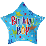 Birthday Boy Stars Foil Balloon 18"