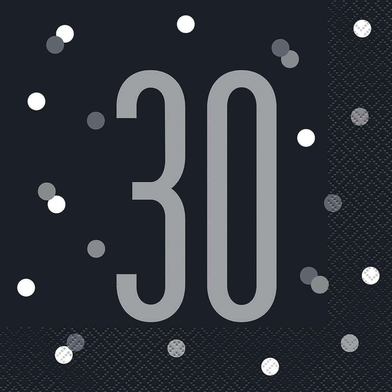 30 Black Party Luncheon Napkins 16 Pack