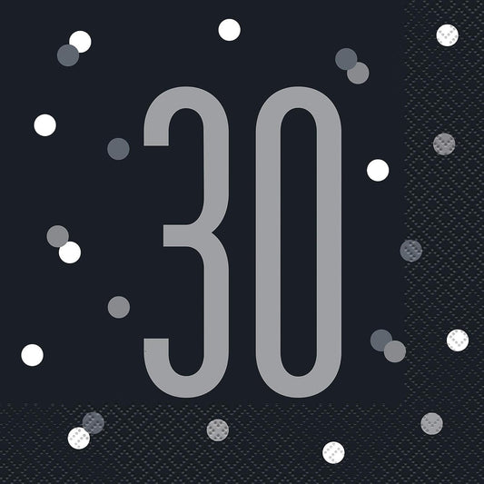 30 Black Party Luncheon Napkins 16 Pack