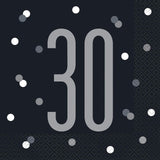 30 Black Party Luncheon Napkins 16 Pack