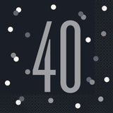 40 Black Party Luncheon Napkins 16 Pack