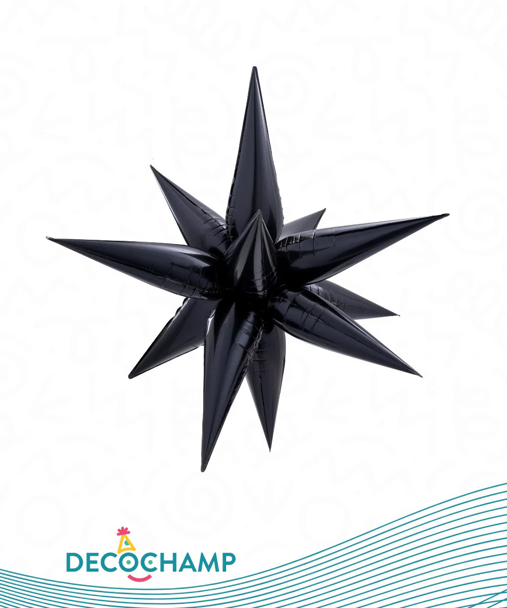 26" 3D Starburst Foil Air Balloon Black