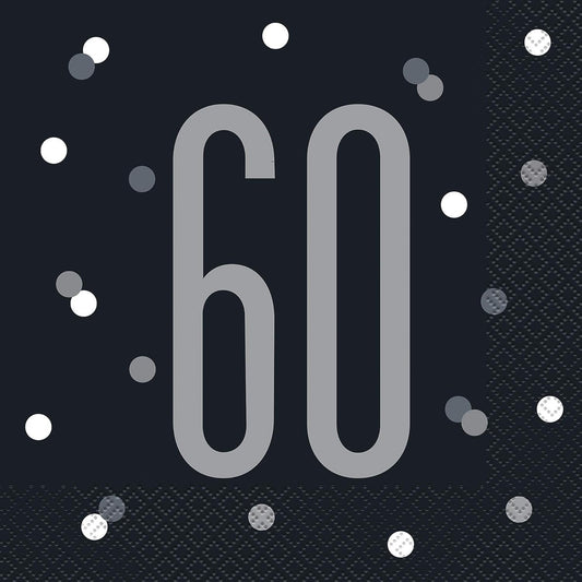 60 Black Party Luncheon Napkins 16 Pack