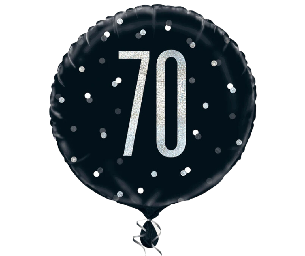 Black Number 70 Foil Birthday Glitz Balloon