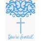 Fancy Blue Cross Invitations 8ct