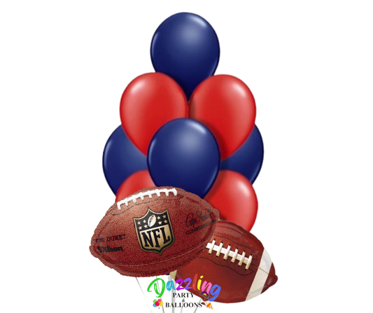 NFL Football Foil with Red and Blue Latex Balloon Bouquet