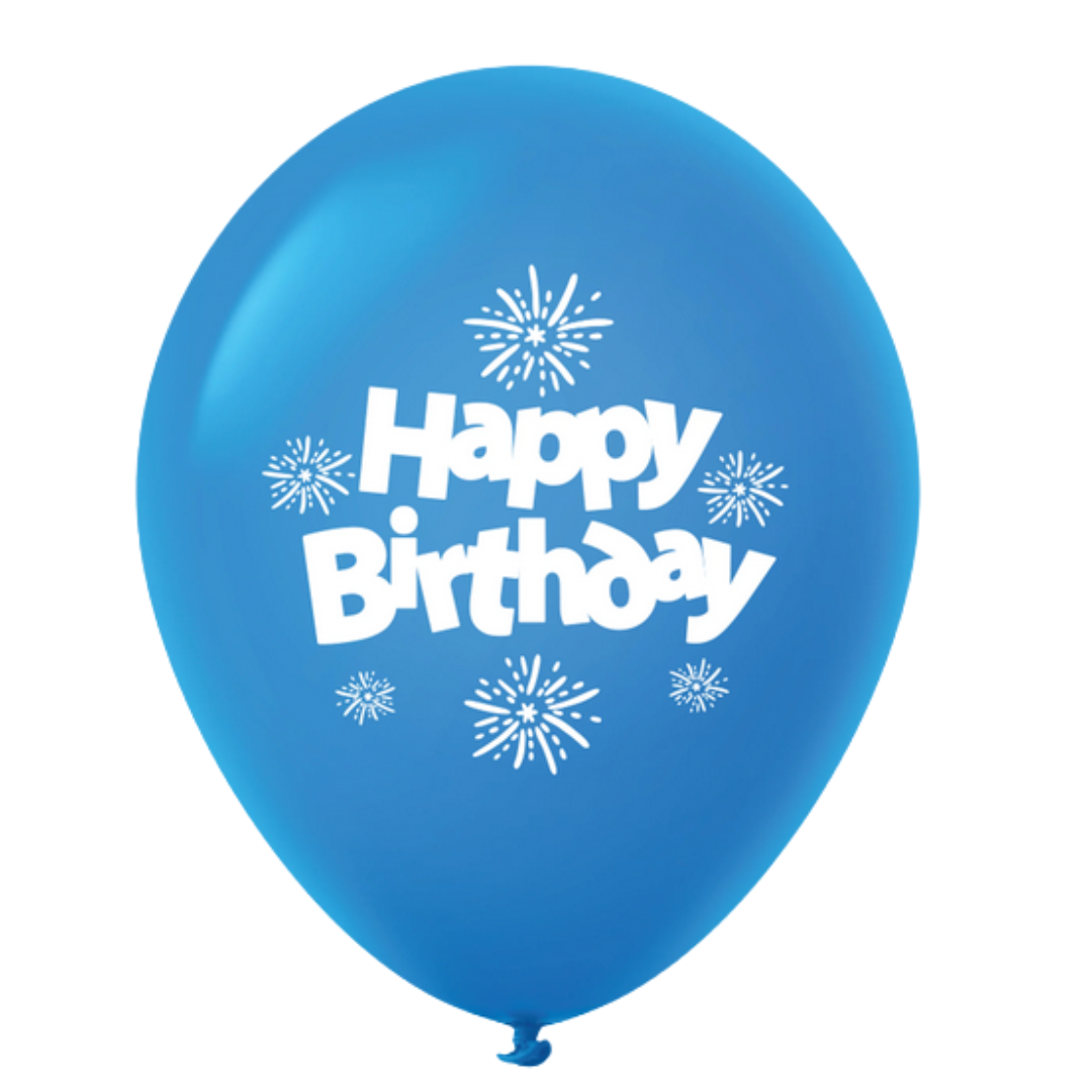 11" Happy Birthday Streamers Latex Balloons Blue 1/CT