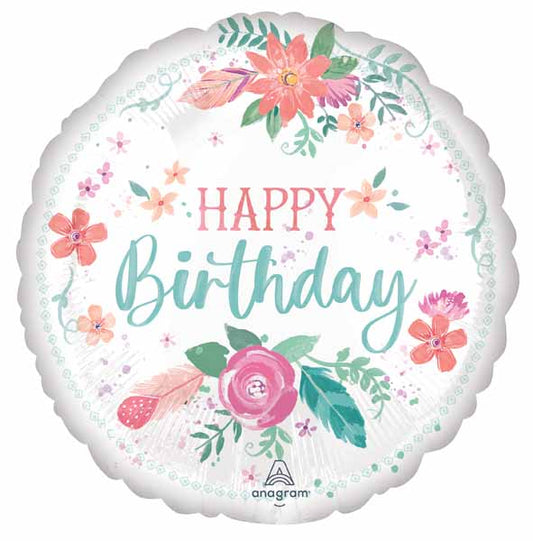 Floral Boho Foil Balloon 18" Birthday