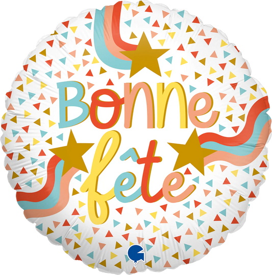 18" Bonne Fête (French) Foil Balloon