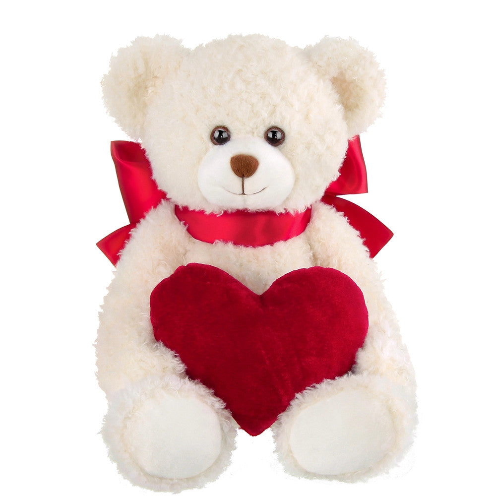 The Bearington Collection Holden Heart White Bear Valentines Stuffed Plush