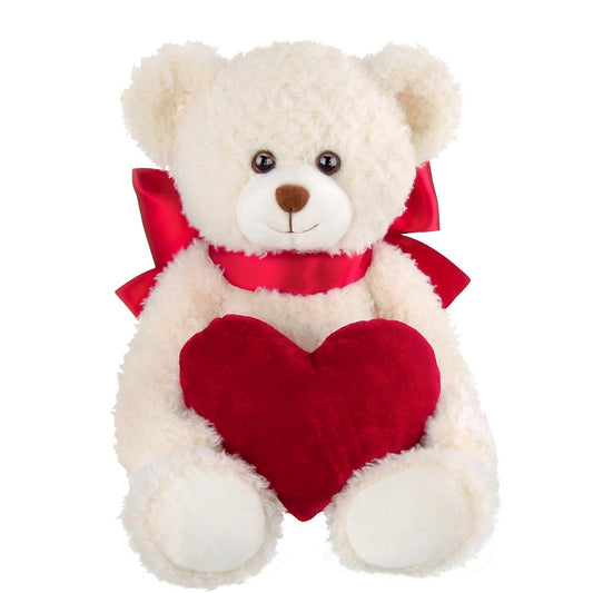 The Bearington Collection Holden Heart White Bear Valentines Stuffed Plush