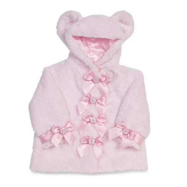 The Bearington Collection Huggie Teddy Bear Plush Pink Coat 6-12 Months Baby