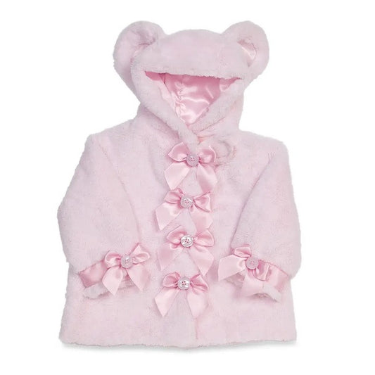 The Bearington Collection Huggie Teddy Bear Plush Pink Coat 6-12 Months Baby