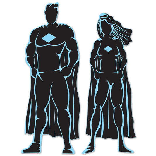 Superhero Silhouettes Comic Action Assorted Cutouts 2 PCS