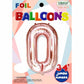 Trico 34" Rose Gold Number 0 Jumbo Foil Balloon