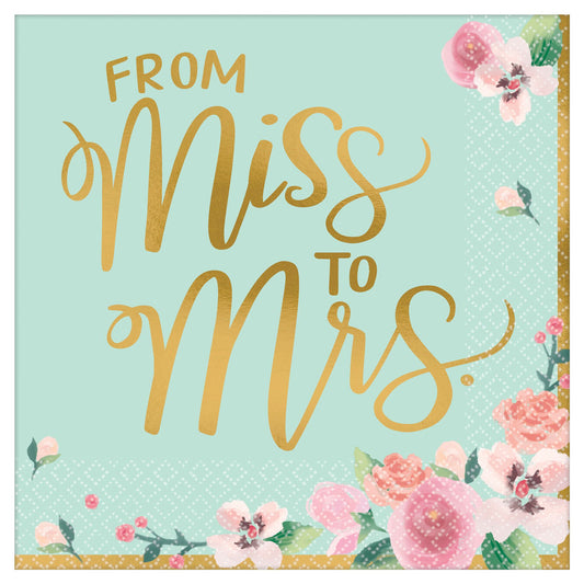 Mint To Be 'From Miss To Mrs' Luncheon Napkins 16/CT