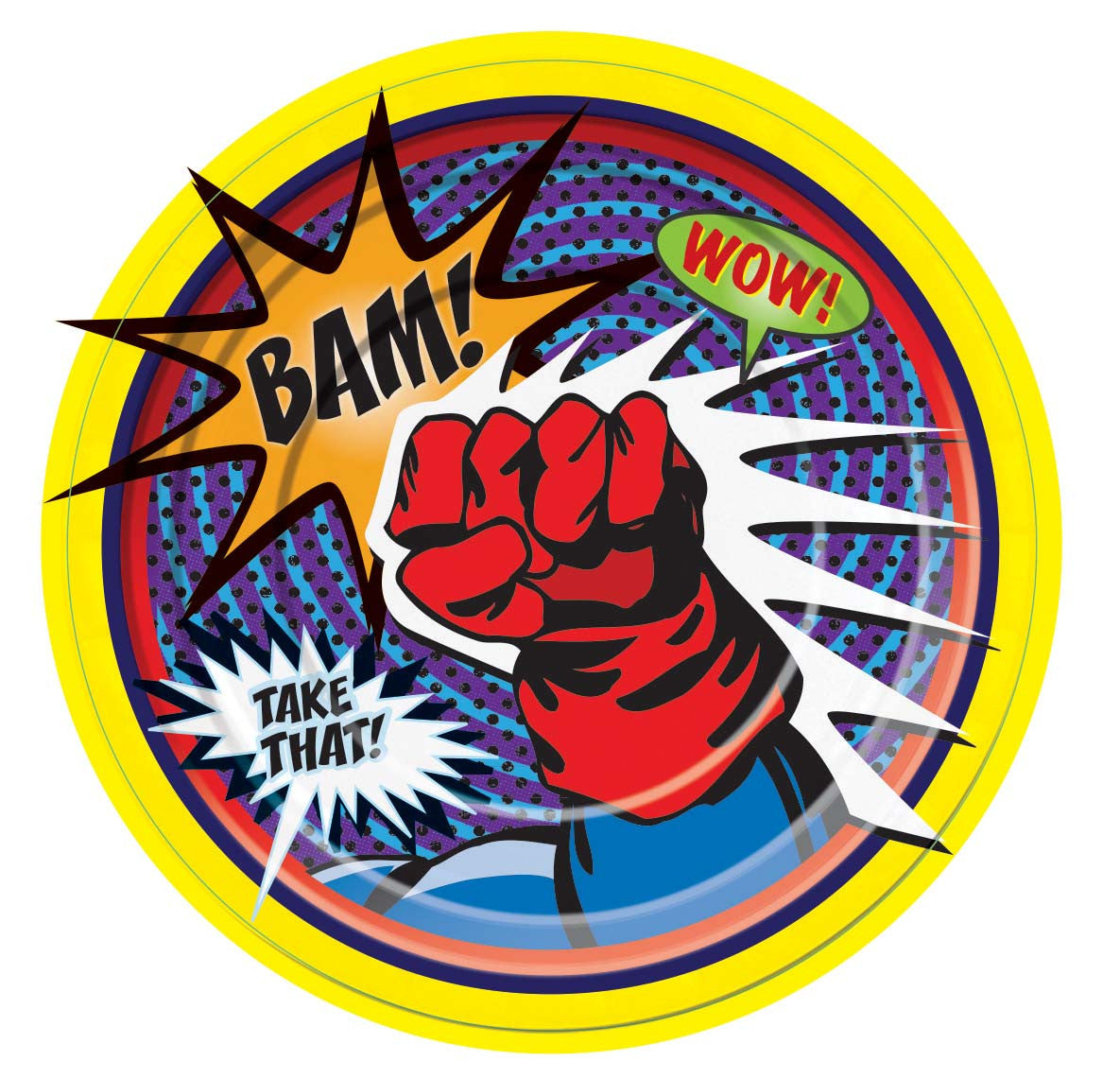 Superhero Comic Dinner Paper Plates 9" Birthday Party Decor Tableware 8pc/pk