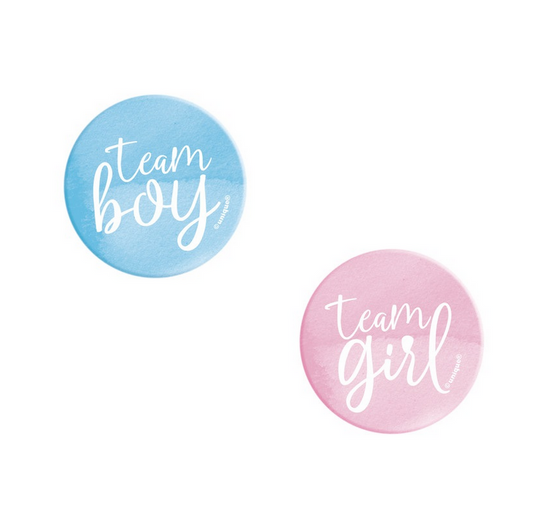 Team Boy or Team Girl Gender Reveal Buttons 10/CT