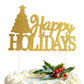 Happy Holidays Gold Glitter Christmas Cake Topper