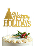 Happy Holidays Gold Glitter Christmas Cake Topper