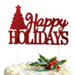 Happy Holidays Red Glitter Christmas Cake Topper