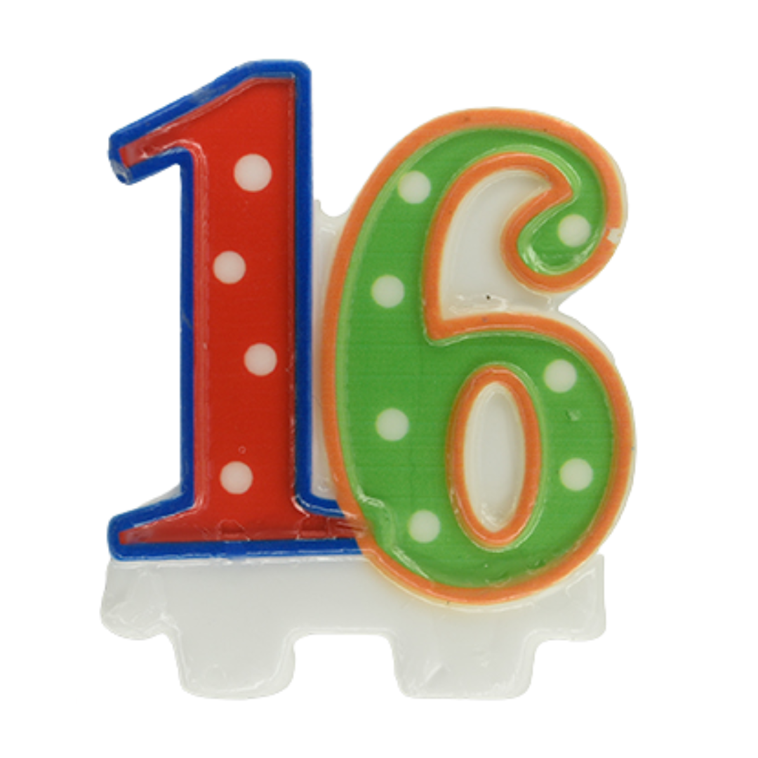 Age 16 Birthday Candle - 16th Milestone Cake Topper
