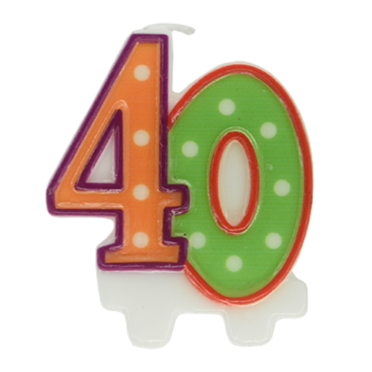 Age 40 Birthday Candle - 40th Milestone Cake Topper