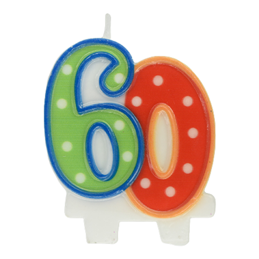 Age 60 Birthday Candle - 60th Milestone Cake Topper