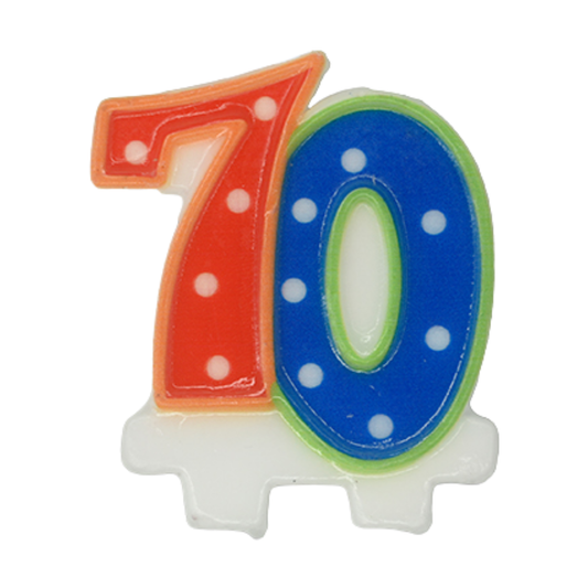 Age 70 Birthday Candle - 70th Milestone Cake Topper