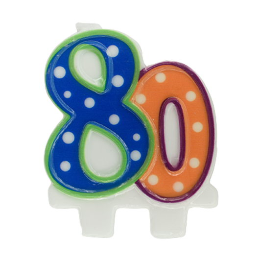 Age 80 Birthday Candle - 80th Milestone Cake Topper